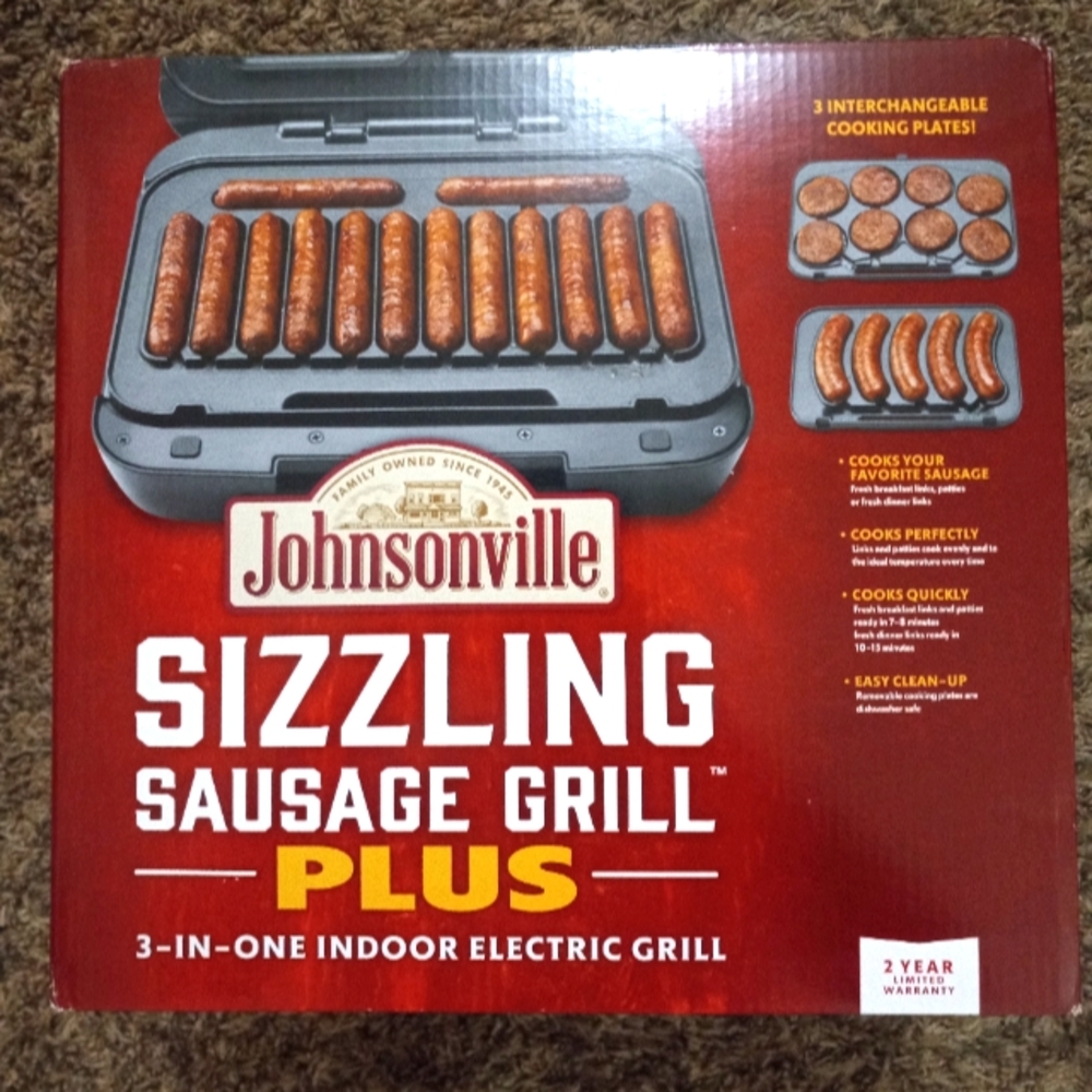 NEW IN BOX Johnsonville Sizzling Sausage Grill PLUS Indoor Electric Cooker